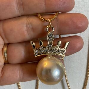 Betsey Johnson Gold Crown Pendant Necklace